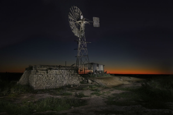 Nullarbor Dusk. Light painting of a disused windmill on an abandoned farm at the edge of the Nullarbor Desert in southern Australia. © Zol Straub, Australia, Shortlist, Low Light, Open, 2015 Sony World Photography Awards.