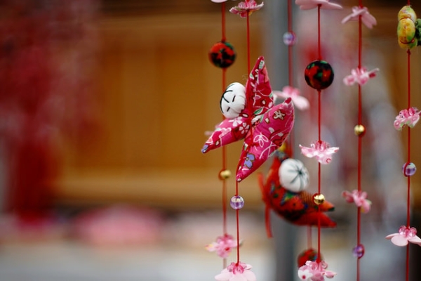 Colorful Tsurushi Bina dolls hang heavy on strings with wishes of health and well-being in Shizuoka, Japan on February 25, 2015. (Takashi .M/Flickr)