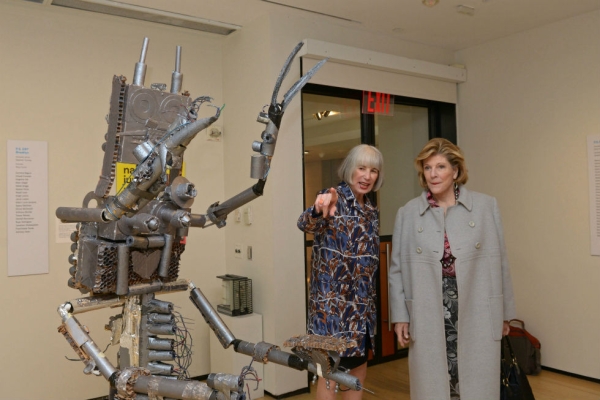 Studio in a School Founder and Chair Agnes Gund (right) visits the Inspired by Nam June Paik exhibition with Nancy Blume, head of arts education at Asia Society Museum. (Elsa Ruiz)