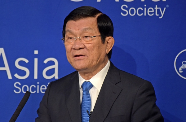 Vietnamese President Truong Tan Sang speaks at Asia Society New York on September 28. (Elsa Ruiz/Asia Society)