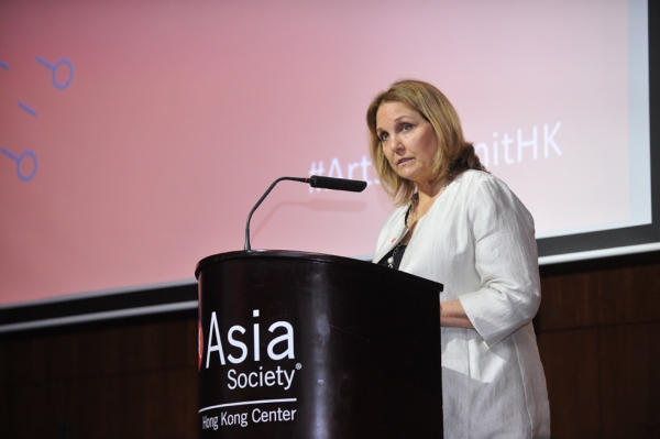 Asia Society President Josette Sheeran gives opening remarks at the 2015 Asia Society Arts & Museum Summit at Asia Society Hong Kong Center. (Elvis Ho)