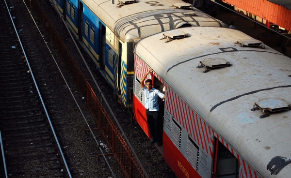 A man during his morning commute in Mumbai, India. (Angeline Thangaperakasam and Michael Newbill/Asia Society India Centre)