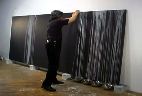 Painter Hiroshi Senju at work, from his video profile. (http://www.youtube.com/watch?feature=player_embedded&v=8SP7tbMRCCQ#!)