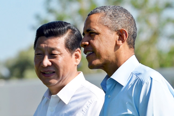 President Barack Obama and Chinese President Xi Jinping meet at the Annenberg Retreat at Sunnylands in California on June 7, 2013. (Jewel Samad/AFP/Getty Images)
