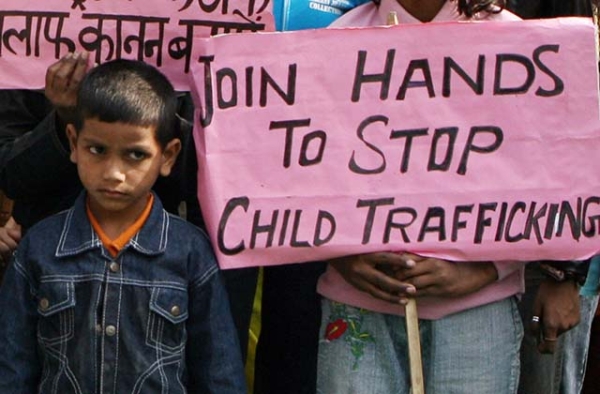 An Indian child attends a protest in New Delhi on the Global Day against Child Trafficking. (Raveendran/AFP/Getty)