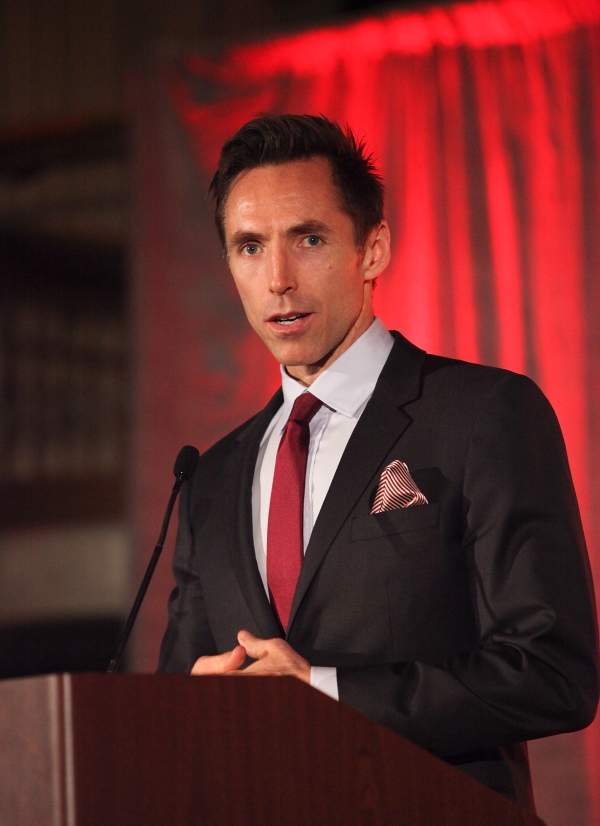 Steve Nash, LA Laker speaks during the Asia Society Southern California 2013 Annual Gala held at the Millennium Biltmore Hotel on Tuesday, February 19, 2013 in Los Angeles, Calif. (Photo by Ryan Miller/Capture Imaging)