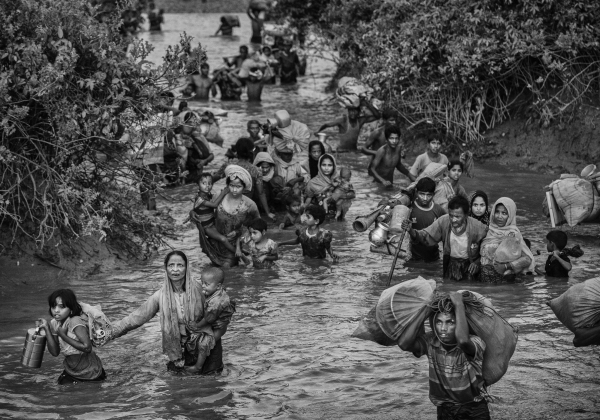 Rohingya Crossing the Stream