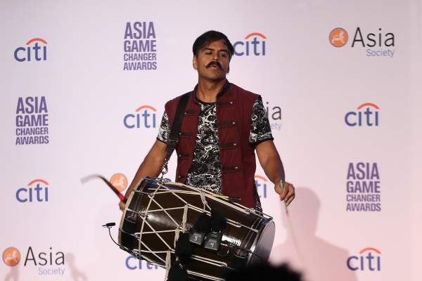 Dhol drummer Sunny Jain performs as part of Asia Game Changers 2018