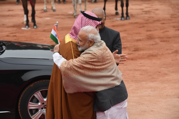 Narendra Modi hugs Mohammed bin Salman