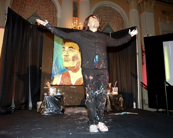 Artist Gregory Adamson creates a painting during the Asia Society Southern California 2013 Annual Gala held at the Millennium Biltmore Hotel on Tuesday, February 19, 2013 in Los Angeles, Calif. (Photo by Ryan Miller/Capture Imaging)