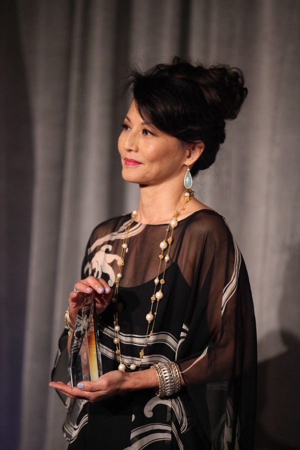 Emcee Tamlyn Tomita presents an award during the Asia Society Southern California 2014 Annual Gala held at the Millennium Biltmore Hotel on Monday, May 19, 2014, in Los Angeles, Calif. (Photo by Ryan Miller/Capture Imaging)