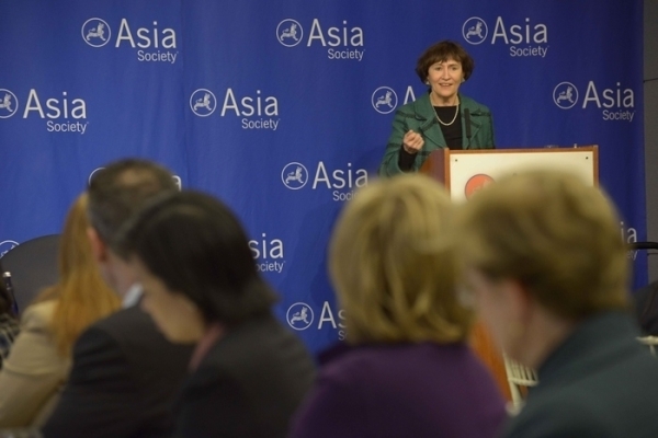 Caroline Atkinson, President Obama's top adviser on international economics, speaks at Asia Society New York on February 27, 2014. (Elsa Ruiz/Asia Society)