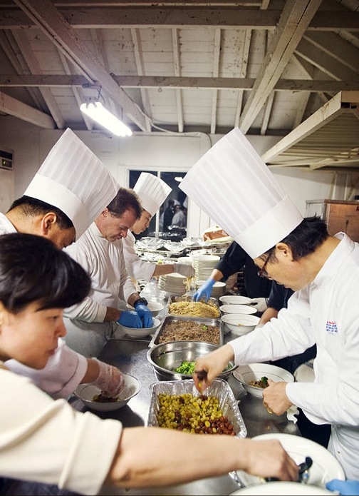 A team of chefs and kitchen staff traveled especially from Seoul to Los Angeles to cater the Hansik Dinner. (Luminaire Images)