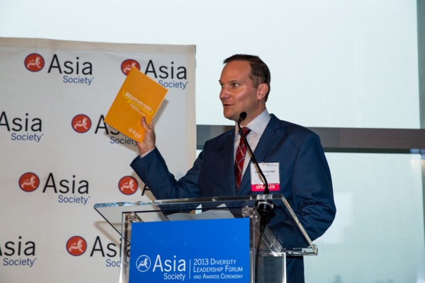 David Reid, Director of Corporate Relations, presenting 2013 Asian Pacific American Corporate Survey at Diversity Leadership Awards Ceremony