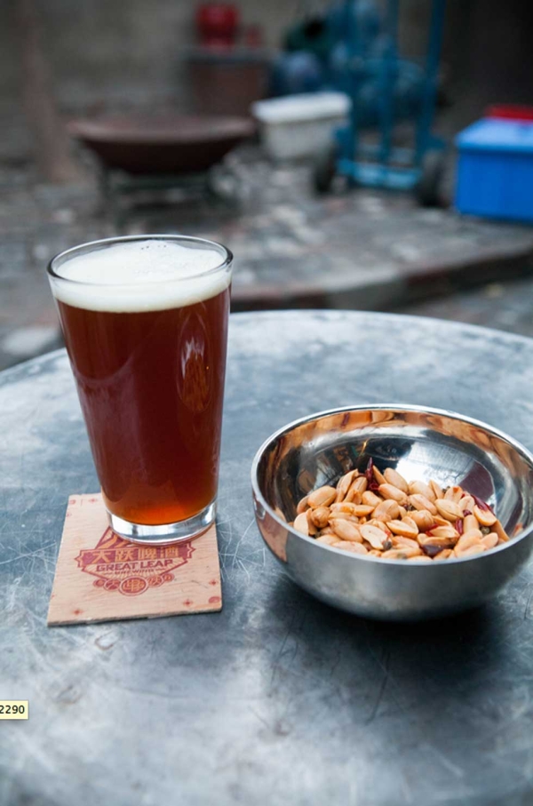 A pint and peanuts. (Great Leap Brewing)