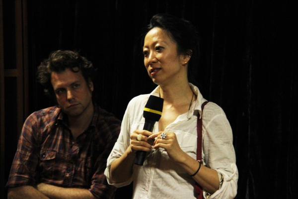 Sean Williams (L), cinematographer of 'Beijing Taxi,' and director Miao Wang at Asia Society Hong Kong Center on June 2, 2012. (Wendy Tang/Asia Society Hong Kong Center)