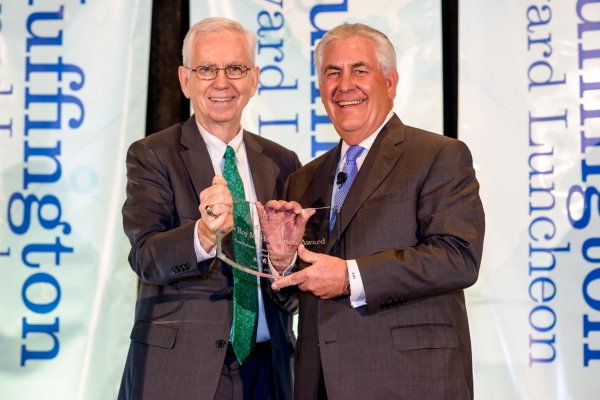 October 23 - Chairman Charles C. Foster presented Exxon Mobil Chairman and CEO Rex W. Tillerson with the  2014 Roy M. Huffington Award for Contributions to International Understanding. (Photo: Jeff Fantich)