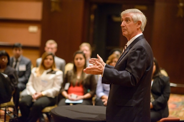 October 23 - Former Chief of Staff Andrew H. Card spoke to students about his career at the White House, foreign policy, and important education initiatives. (Photo: Jeff Fantich)