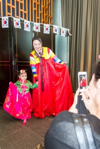 Families tried on the traditional Hanbok style costume on Korea Family Day.