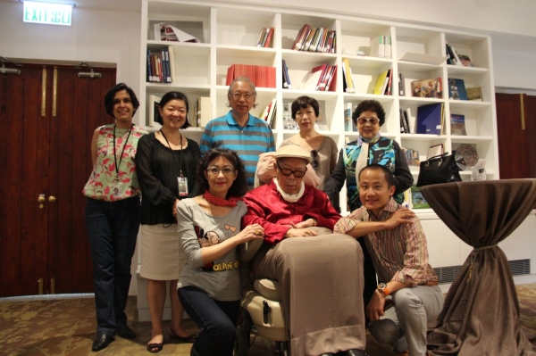 Ms. Gauri Lakhanpal, Head of Programs and Development, Asia Society Hong Kong Center, Ms. S. Alice Mong, Executive Director, Asia Society Hong Kong Center, Mrs. Annie Liang, Mr. Thomas Liang, Dr. Lee Quo-Wei, Ms. Wendy Lee, Mrs. Helen Lee, and Dr. Thomas W.H. Leung  in the Lee Quo Wei Room at Asia Society Hong Kong Center on June 23, 2012. 