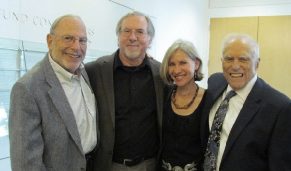 (L to R) The Revolutionary producers Irv Drasnin, Don Sellers, and Lucy Ostrander with Sidney Rittenberg. (Xiaoyan Zhao)
