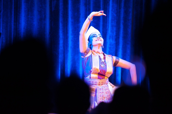 Mahanta performed two Sattriya dance pieces, portraying both the male and female roles; each piece was based on an ancient tale. (Scott Brooks/Imagenix)