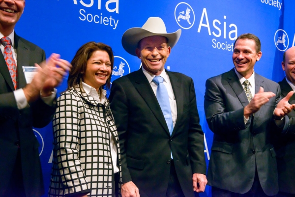 June 13 - The Texas Center gifted Australian Prime Minister Tony Abbott a Stetson cowboy hat.  (Photo: Jeff Fantich)