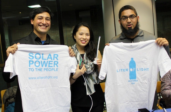 The first team to successfully "create light" won a Liter of Light t-shirt.