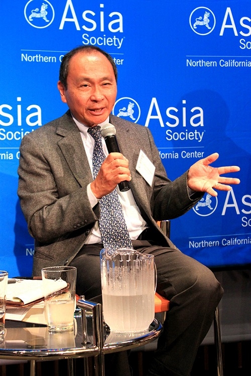 Francis Fukuyama speaking at an ASNC event to launch his new book, "Political Order and Political Decay" (Asia Society)