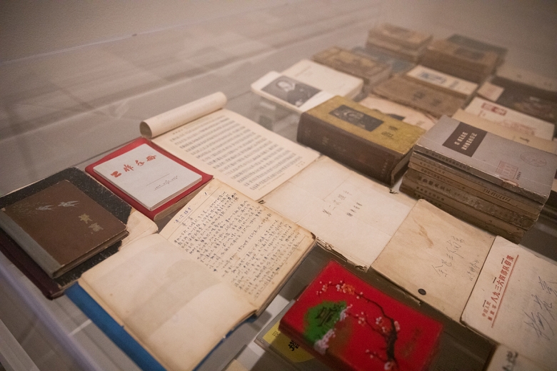 A selection of the banned titles on view as part of 'Xiaoze Xie: Objects of Evidence'