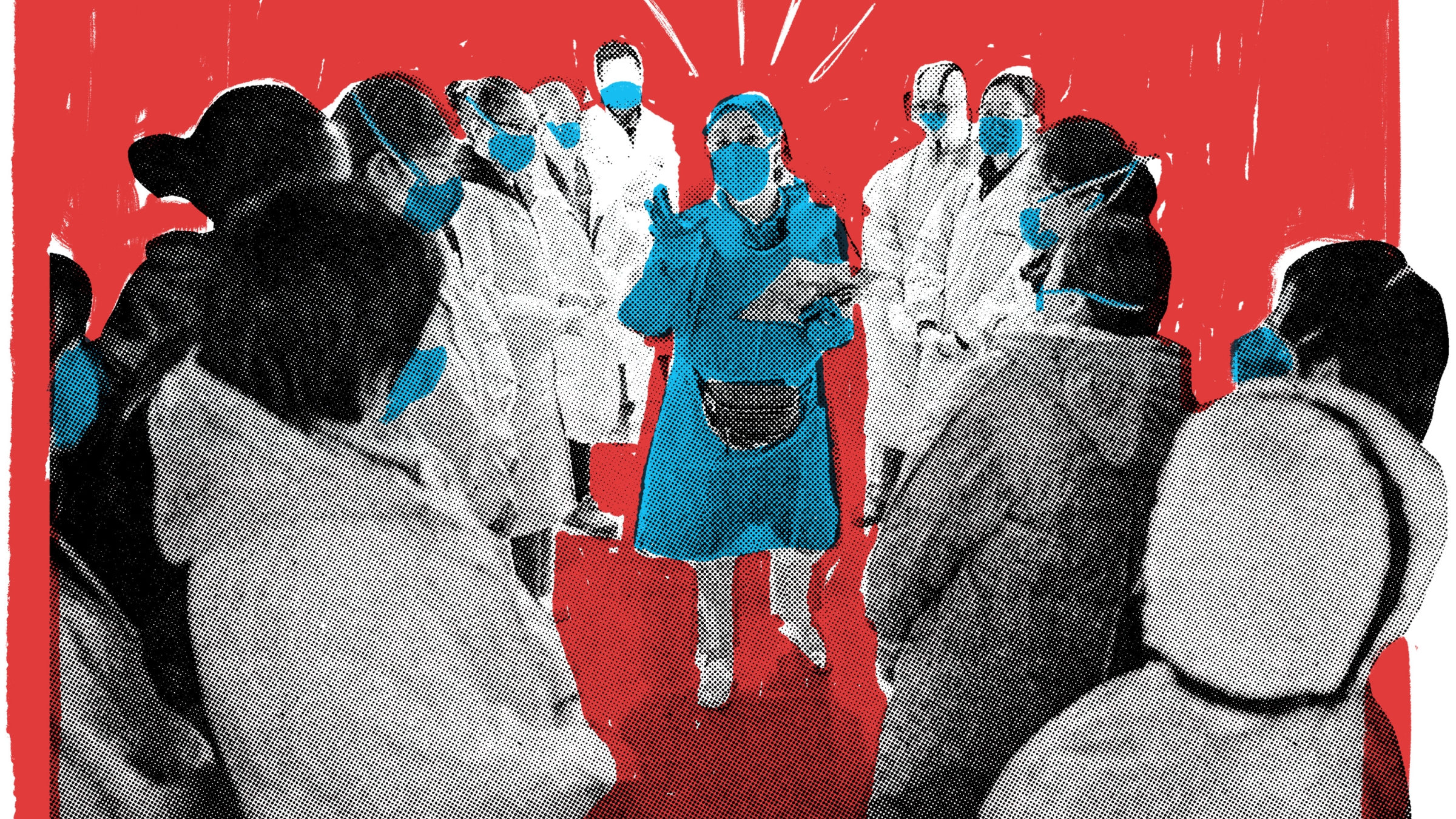 Head nurse Sun Chun, center, assigns tasks to nurses before receiving patients infected with COVID-19 at Leishenshan (Thunder God Mountain) Hospital, a temporary emergency clinic in Wuhan, China, on Feb. 8, 2020.
