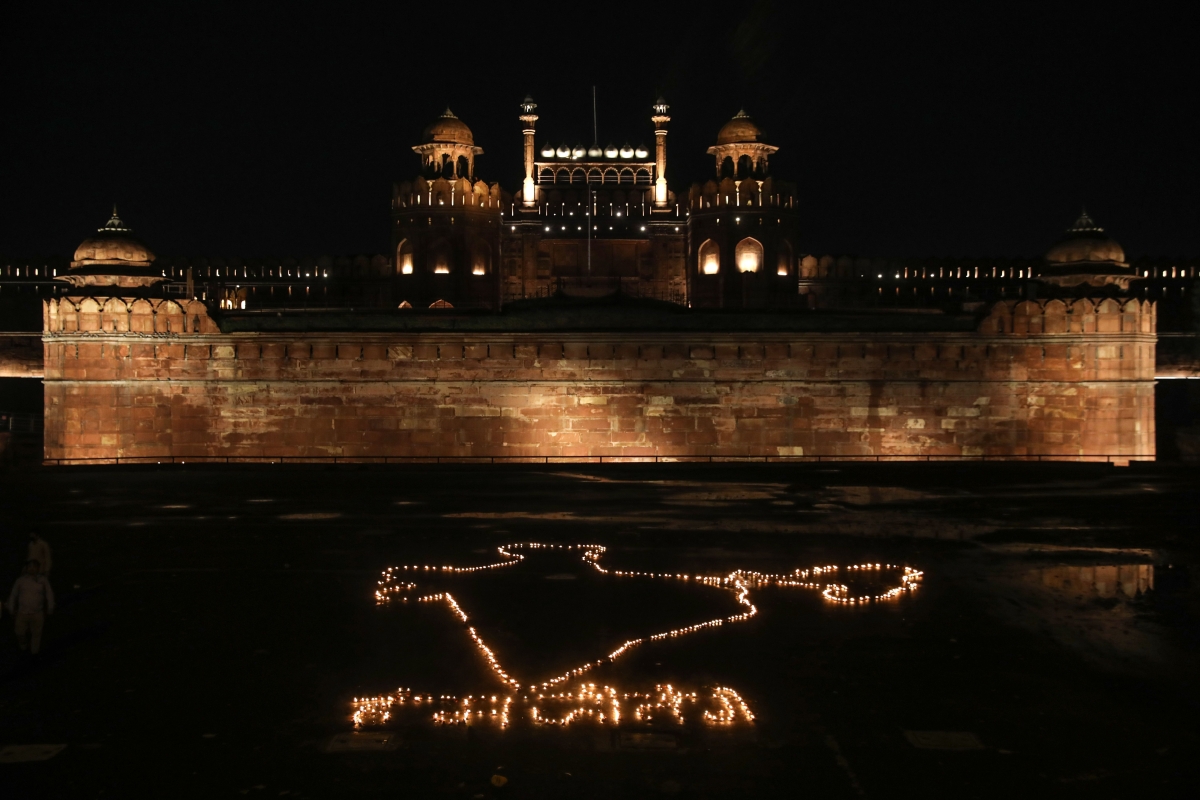 A candle lighting at the Red Fort, India during coronavirus