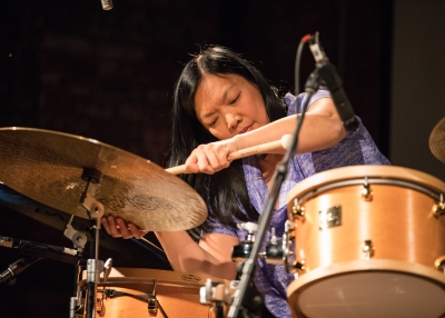 Susie Ibarra with drumset