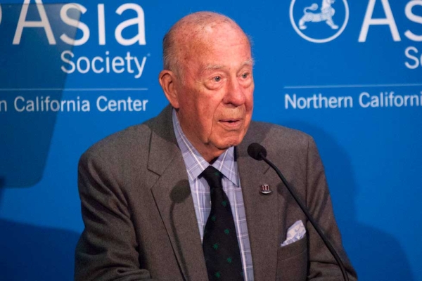 Former U.S. Secretary of State George Shultz, Honorary Chairman of Asia Society Northern California, gave introductory remarks. (Lisa Sze/Asia Society)