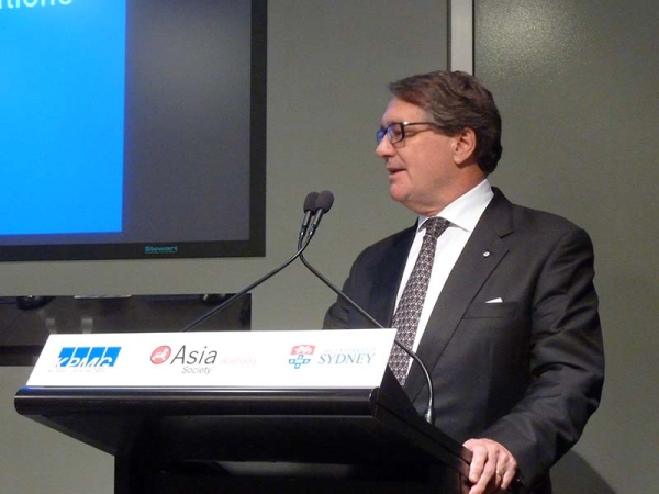 The Hon Warwick Smith, Chairman, Asia Society Australia launching the report in Sydney.